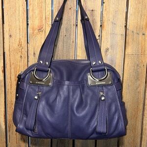 B Makoowsky Purple Leather Shoulder Bag
